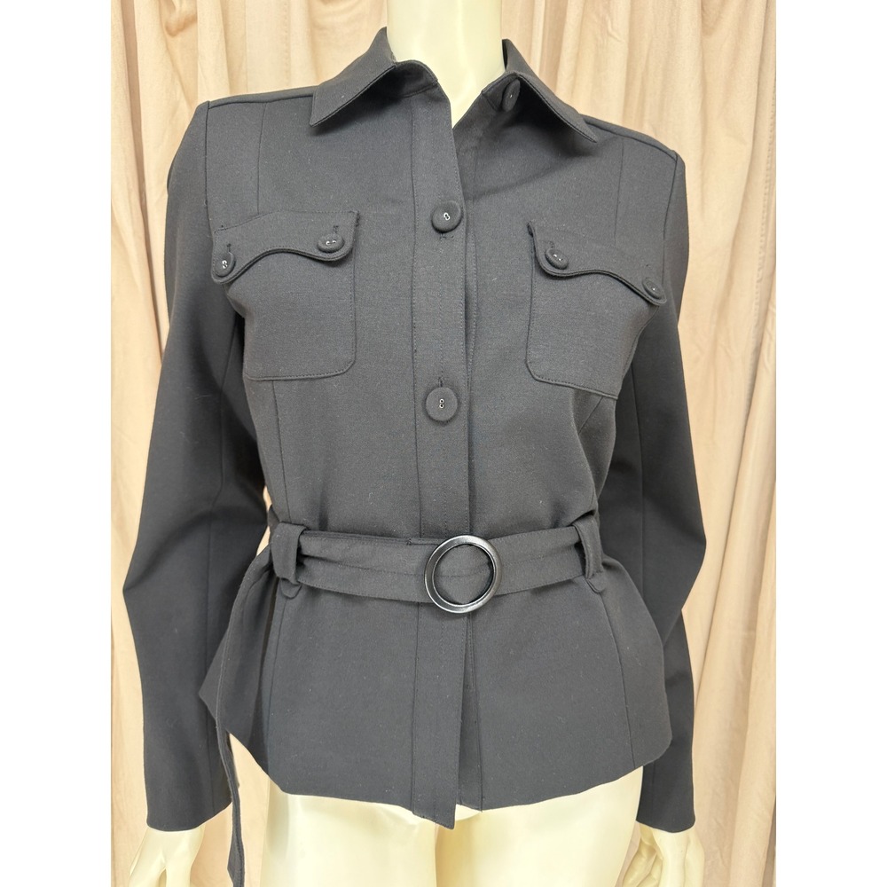 Rafaella Gray Belted Button Front Jacket Size 10 Stretch Utility Career
